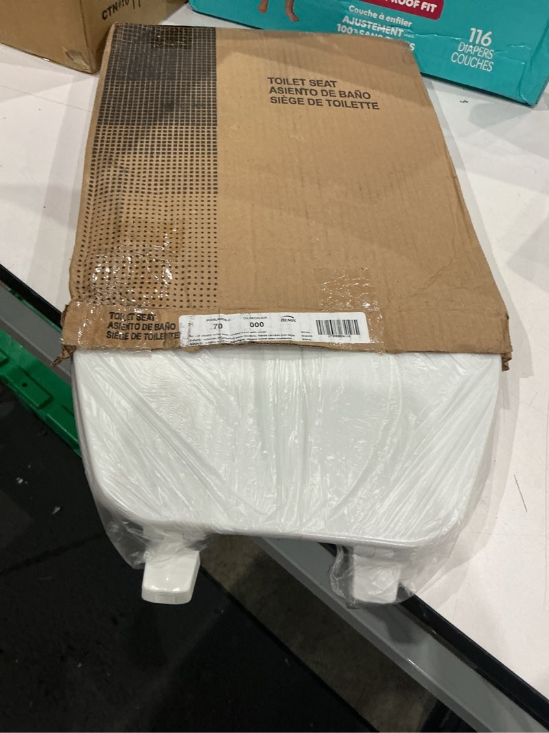 Condition photo showing As Is for bemis 70 durable plastic toilet seat, round, white