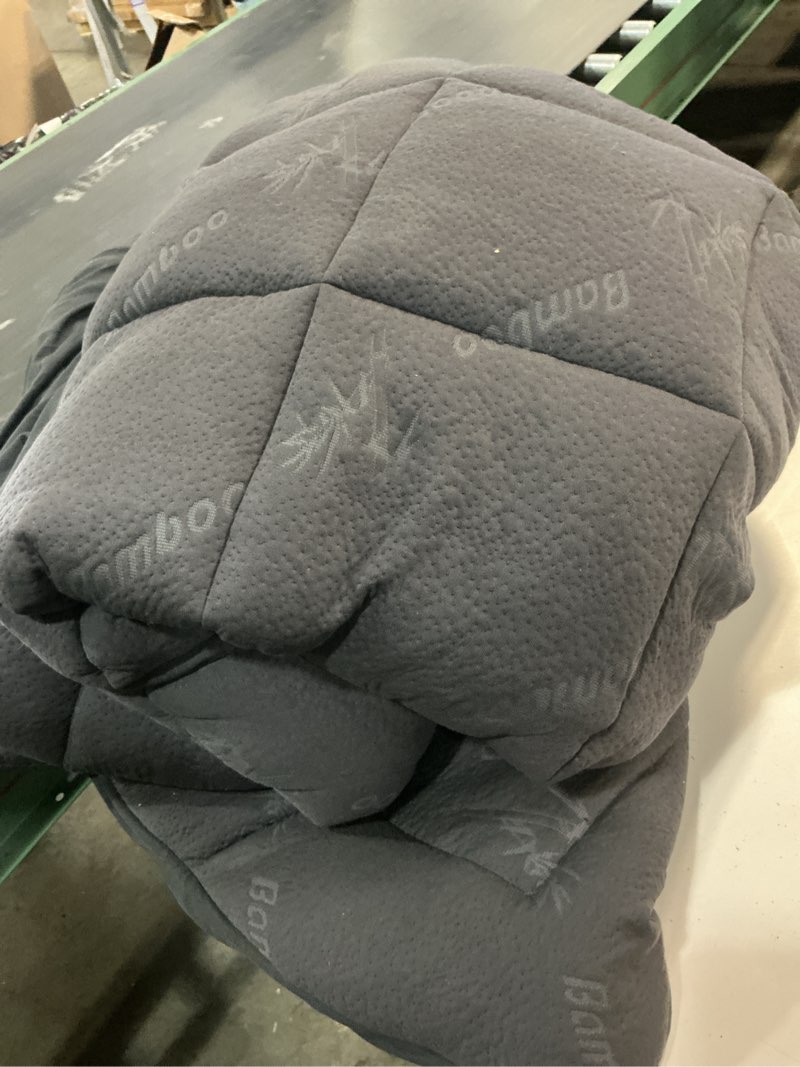 Condition photo showing As Is for bedlore king mattress topper viscose derived from bamboo, thick pillow top mattress pad with stretchable pockets for 6"-18" mattress, soft breathable mattress topper for back pain relief(dark gray) 2 dark gray king