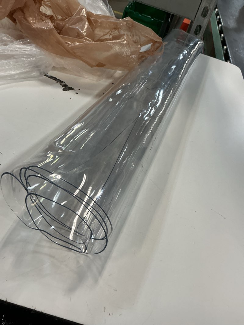 Condition photo showing As Is for clear waterproof table protector 33x20in, pvc transparent tablecloth cover, 2mm thickness oil proof table cover tablecloths clear plastic table cloth cover for kitchen dining ( small