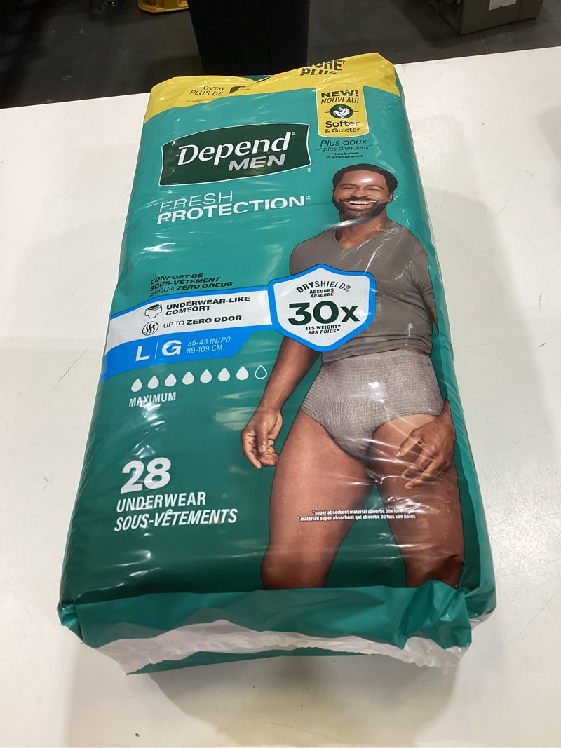 Condition photo showing Good Condition for depend fresh protection adult diapers for men, large, 28 count large 28