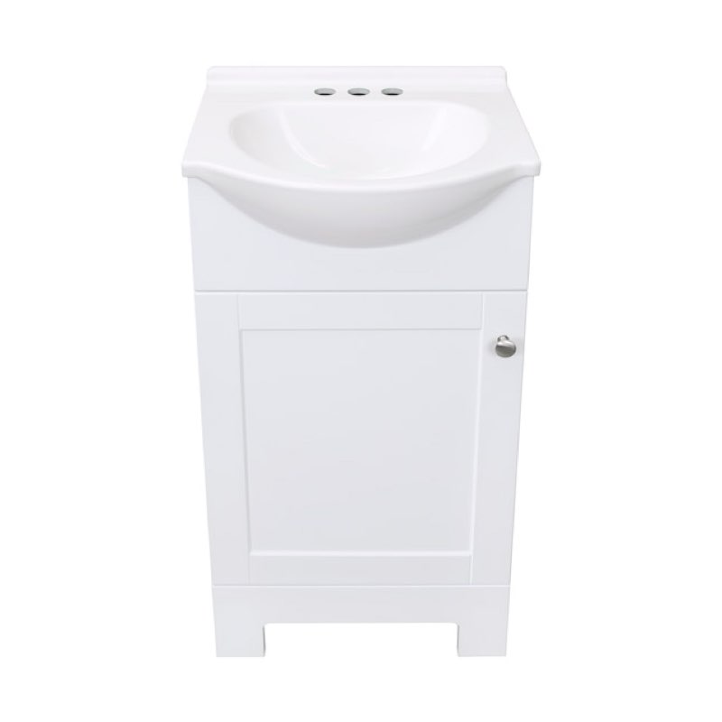 style selections euro 18-in white single sink bathroom vanity with white cultured marble top