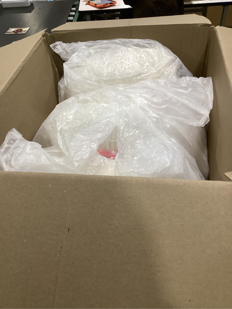 Condition photo showing As Is for HIGOGOGO Square Stuffed Pouf Ottoman, Corduroy Poufs with Foam Chunk Filling, Furry and Fluffy Pouf Foot Stool Storage Ottoman, 25.6 X 25.6 Floor Poufs Foot Rest for Living Room, Beige 25.5 Inch Beige