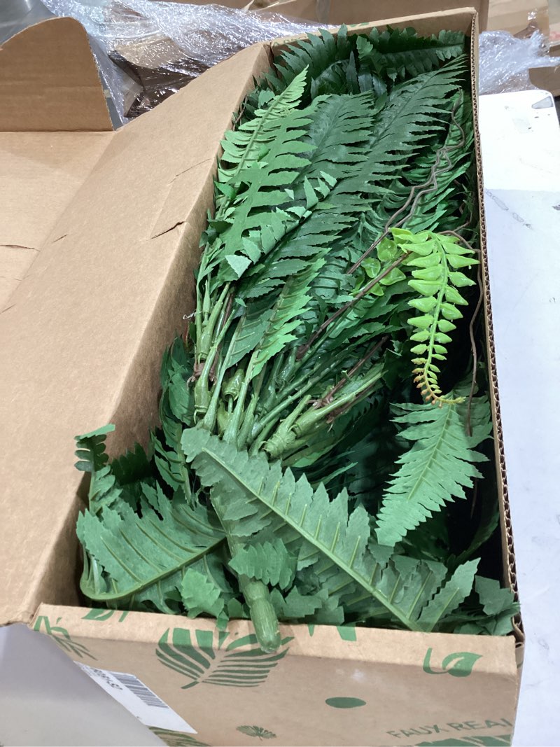 Condition photo showing New/Like New for nearly natural 48in artificial boston fern, set of 2 - large hanging fake plant wall decor with 67 fronds, faux fern vines that look real for home and office decor 48" - set of 2