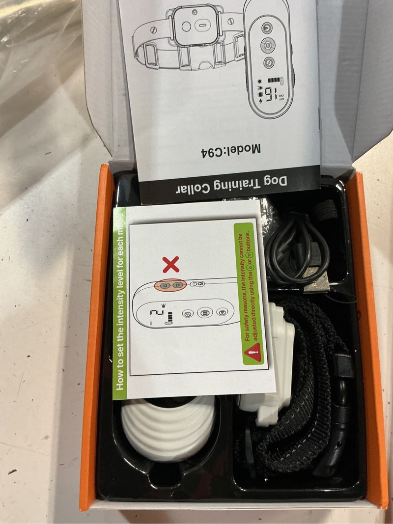 Condition photo showing New/Like New for dog shock collar, 3300ft dog training collar with remote, ipx7 waterproof rechargeable sleek modern shock collar for small, medium, large dogs with beep, vibration, safety shock, light mode, 8-120 lbs 1 pack