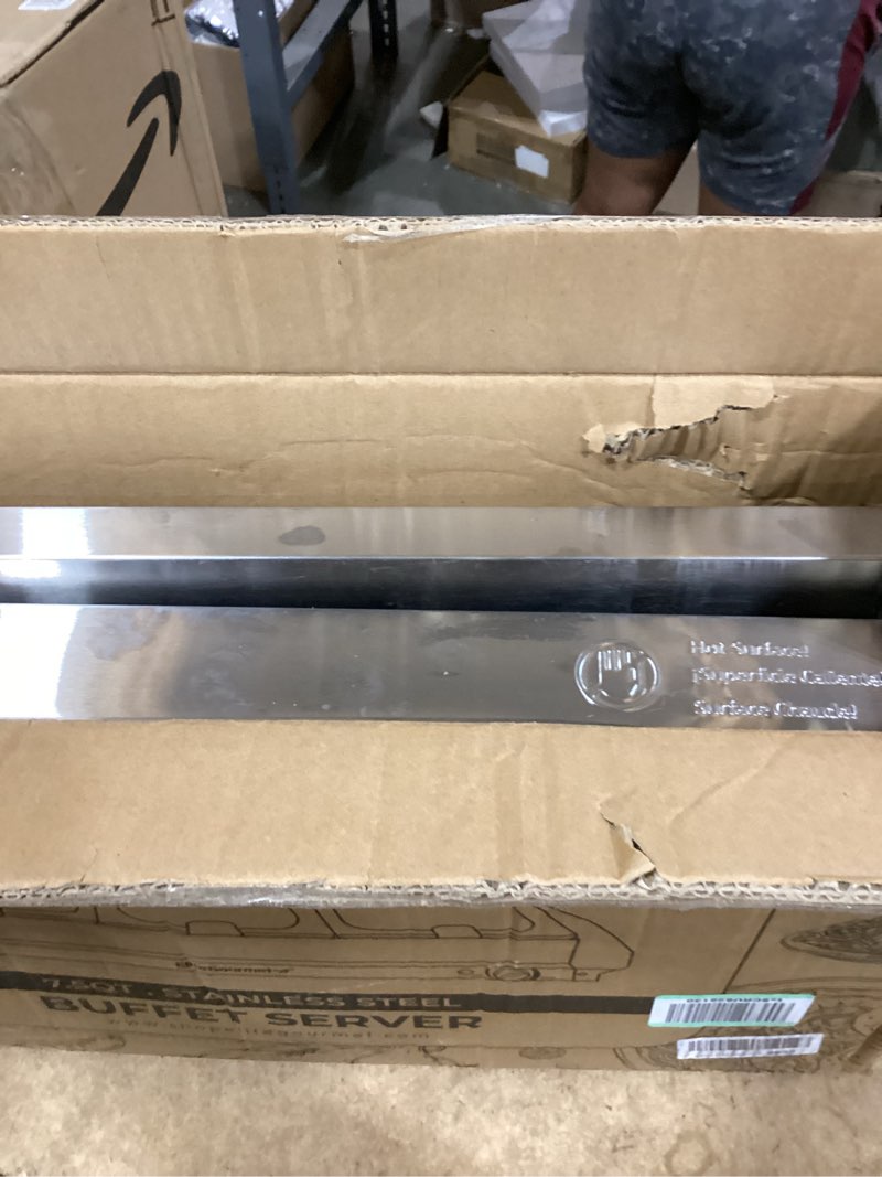 Condition photo showing Good Condition for elite gourmet ewm-6171 triple 3 x 2.5 qt. trays, buffet server, food warmer temperature control, clear slotted lids, perfect for parties, entertaining & holidays, 7.5 qt total, stainless steel 7.5 quart