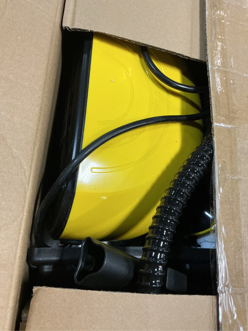 Condition photo showing As Is for waitbird steam cleaner, steam cleaner for home, handheld steamer for cleaning with 21 accessories, 248 °f high temperature, suitable for grout, floor. sofas, upholstery, carpets yellow