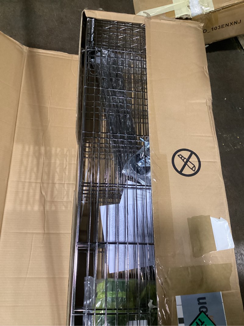 Condition photo showing As Is for FDW 48"L×18"W×82"H Wire Shelving Unit Storage Cart Metal Shelf Rolling Utility Cart 2100Lbs Capacity with 6 Tier Casters Adjustable Layer Rack Strong Steel for Restaurant Garage Pantry Kitchen,Chrome Chrome 48×18×82