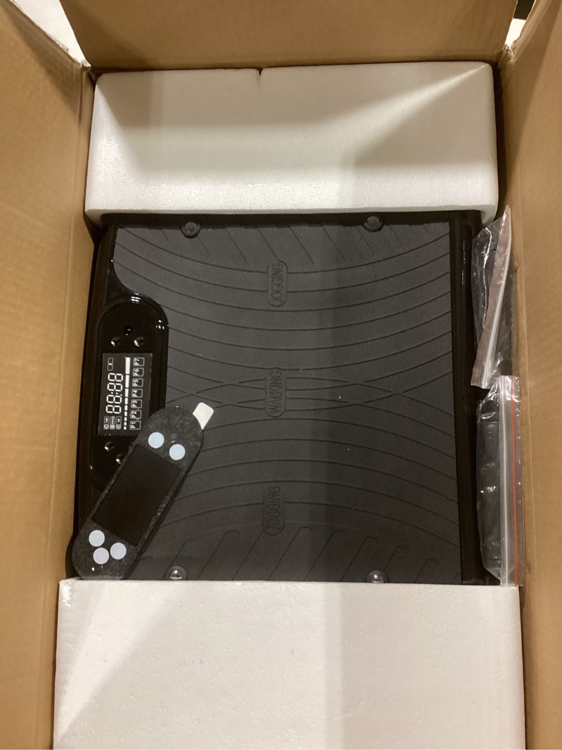 Condition photo showing As Is for Vibration Plate Exercise Machine, Vibrating Plate Platform for Lymphatic Drainage with 200 Adjustable Speeds, Power Vibration Plate for Weight Loss & Fitness, Supports Weight 450 Lbs Jet Black