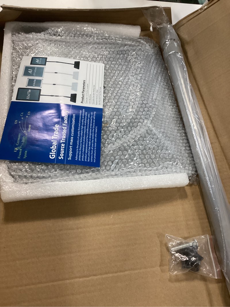 Condition photo showing Good Condition for vaiigo 8.5"x11" pedestal poster sign stand with heavy duty base, adjustable sign holder standing floor sign stand for office,store,school,church,public sign displayed stands, silver silver 8.5"x11"-1pcs