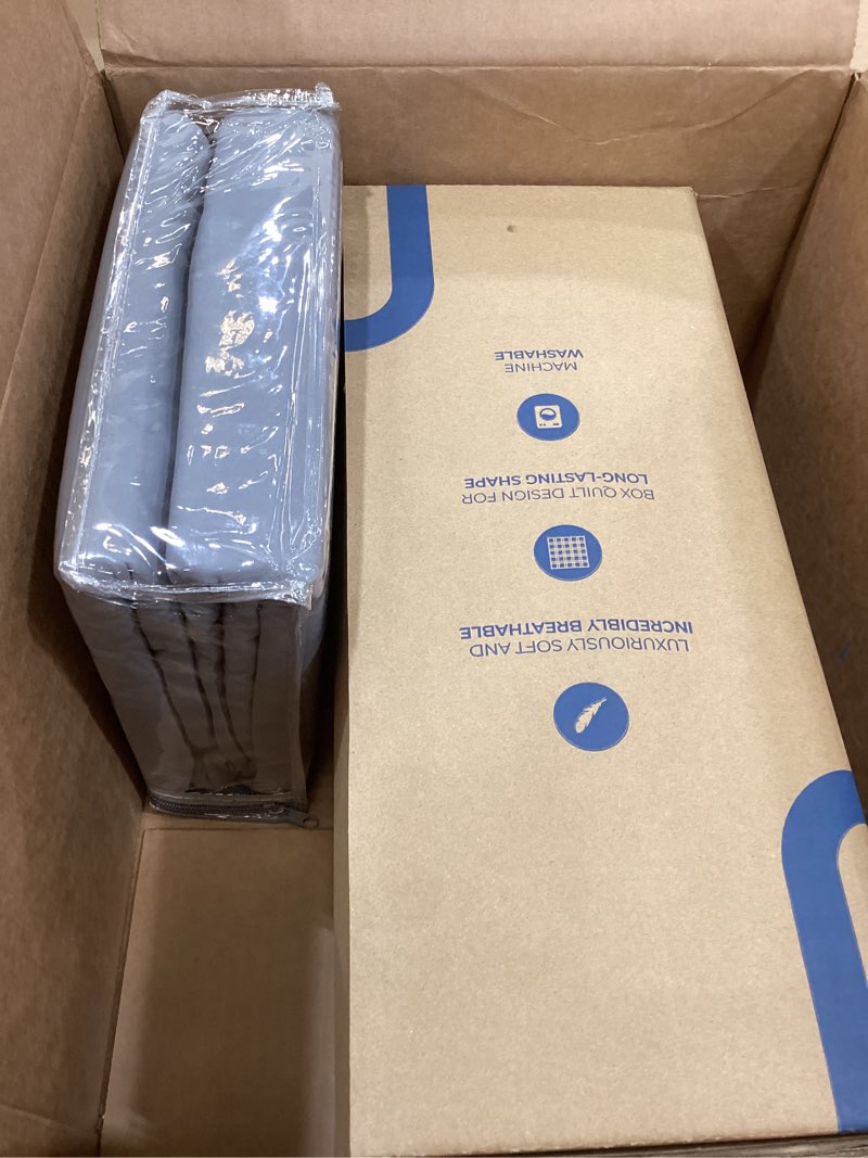 Condition photo showing Good Condition for Nestl Queen Duvet Cover Set with Comforter Insert - Grey 4 Piece 90x90 Duvet Cover & 2 Pillow Shams with White Quilted Down Alternative Comforter, Ultra Soft, All Season 10 - Grey Queen (90" x 90") With Comforter