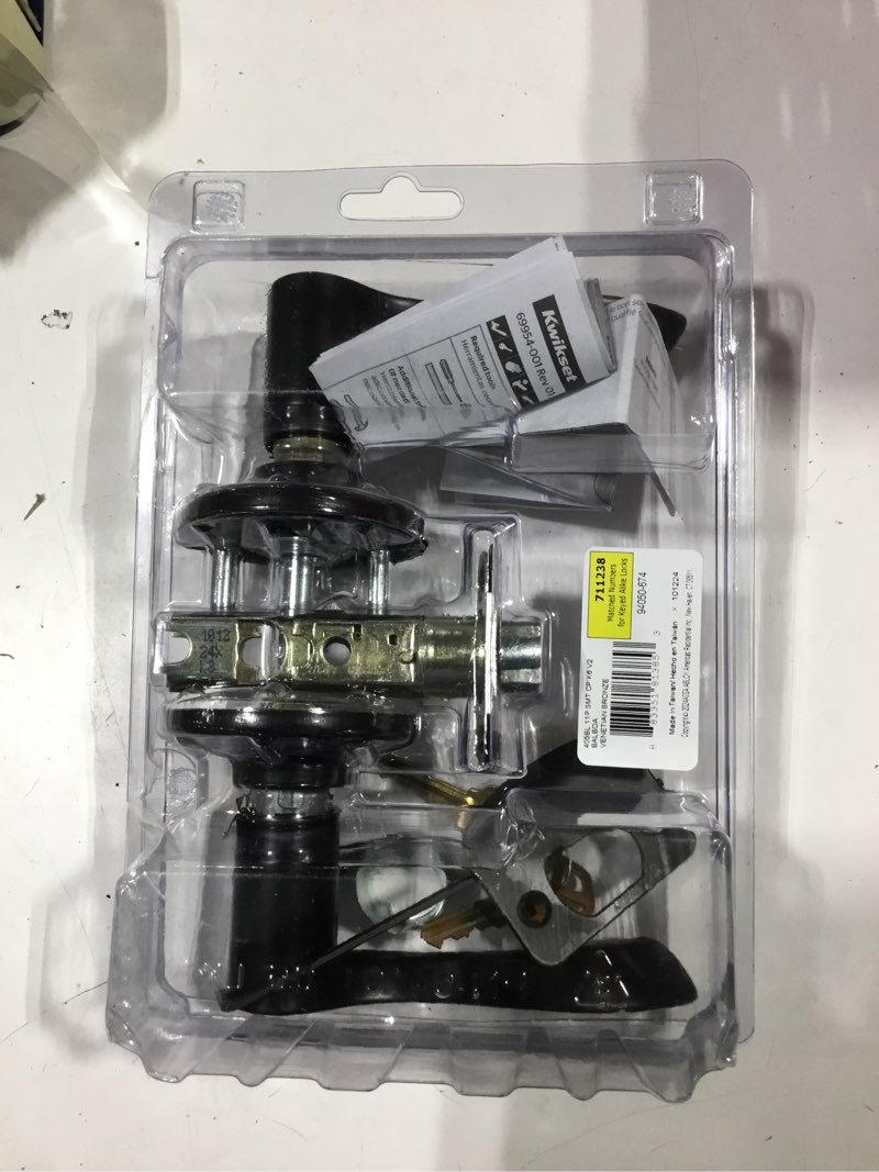 Condition photo showing As Is for BRINKS COMMERCIAL Heavy Duty Commercial Lever Matte Black Exterior Single-Cylinder / Missing Pieces