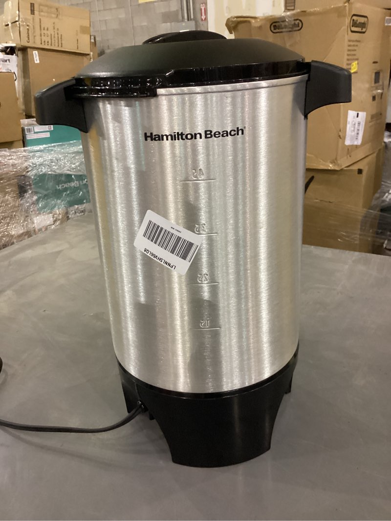Condition photo showing As Is for Hamilton Beach - Coffee Urn - Silver