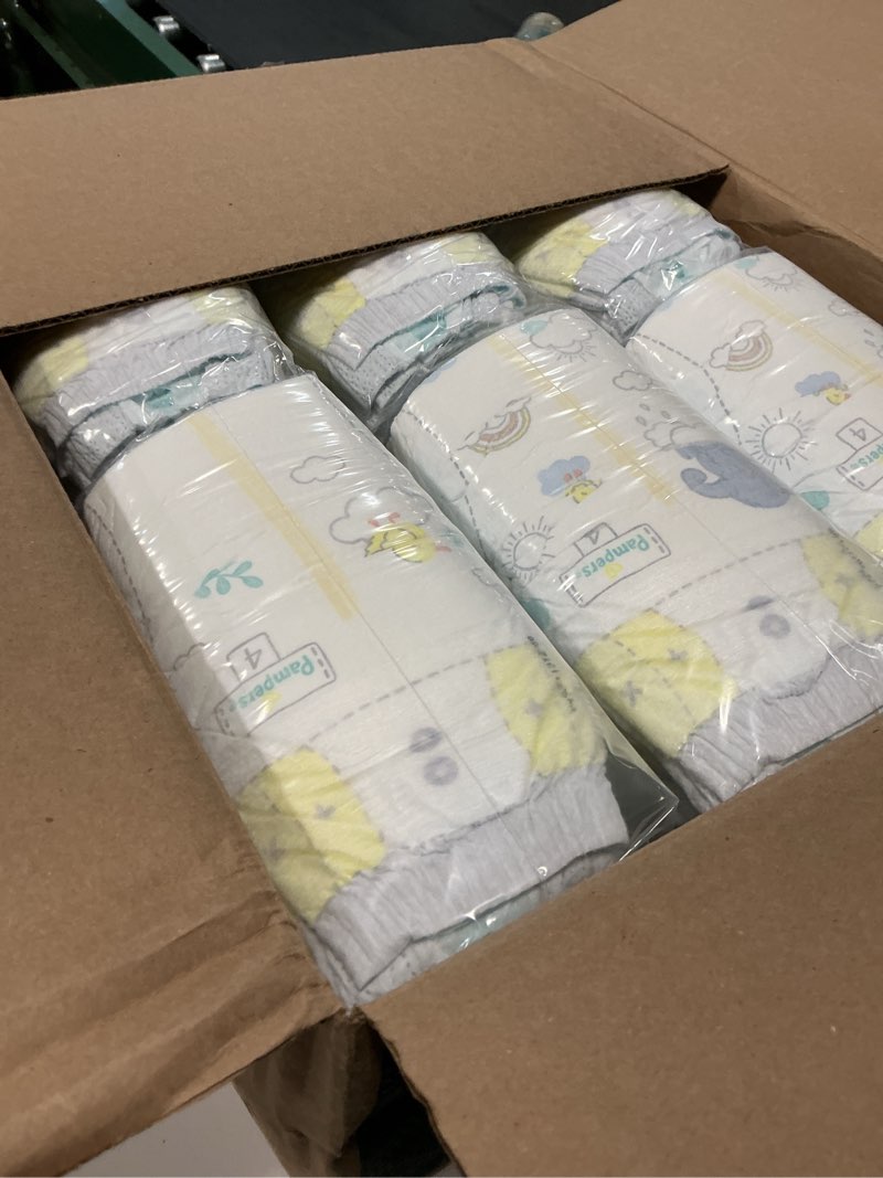 Condition photo showing New/Like New for pampers swaddlers diapers, size 4 (15-34 lbs), 150 count, absorbent, keeps baby dry and comfortable, skin safe disposable baby diaper (packaging may vary) size 4 150