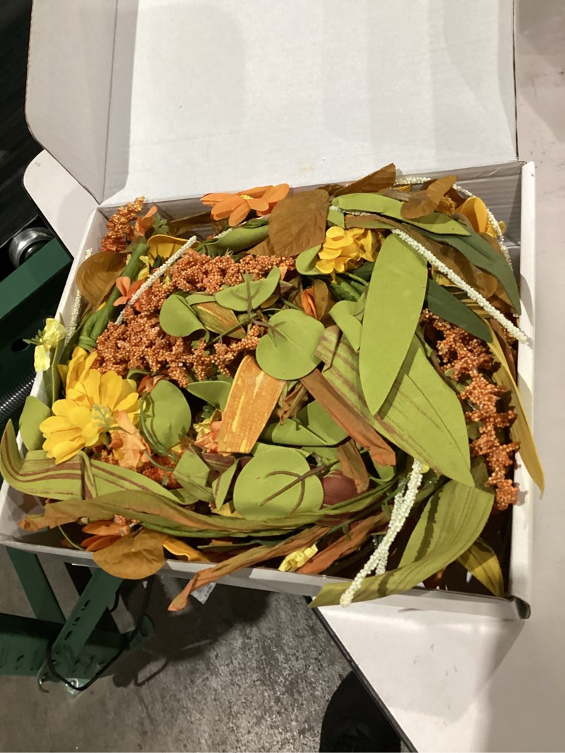 Condition photo showing item condition for Fall Leaves Garland Thanksgiving Decor, 6ft Artificial Garland for Mantle, Flowers, Eucalyptus, Bamboo Leaf, Autumn Harvest Decorations Thanksgiving Xmas Door Windows Table Fireplace Decor Golden 1 Piece