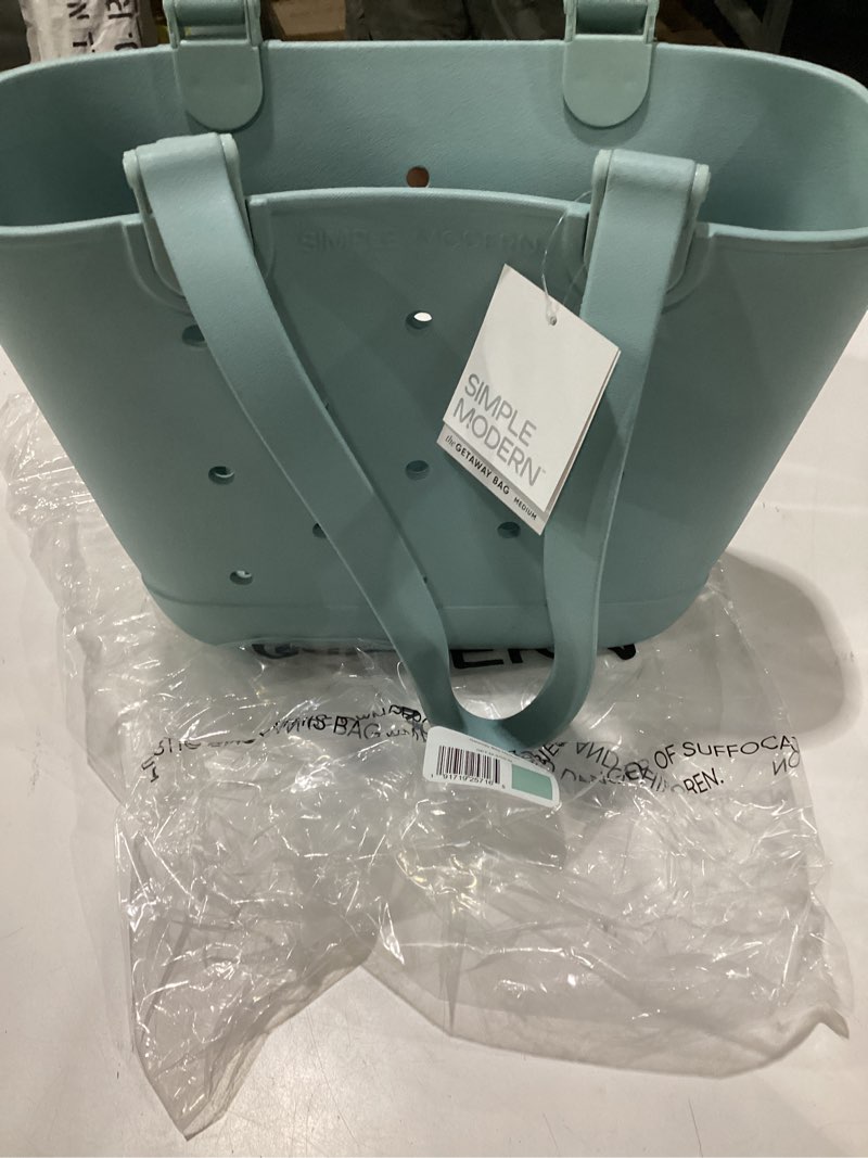 Condition photo showing Good Condition for simple modern waterproof rubber beach bag | medium | green medium sea glass sage