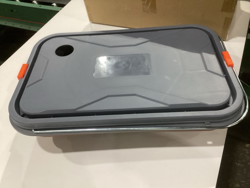 Condition photo showing Good Condition for Collapsible Bucket 5.8 Gallon for Car Washing with Wheels, Drain Plug, Universal Connectors for Cordless Pressure Washer, Foldable Car Wash Bucket for Car,Mop Cleaning, Camping, RV, Pet Bath?