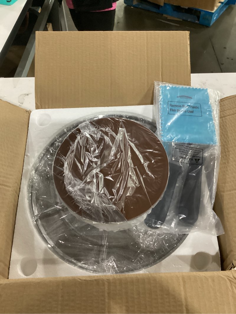 Condition photo showing New/Like New for kootek aluminium cake turntable set, baking tools with revolving 12" cake stand for decorating, 12.7" offset spatula, 3 stainless steel frosting icing smoother, cake serve cake decorating kit supplies silver