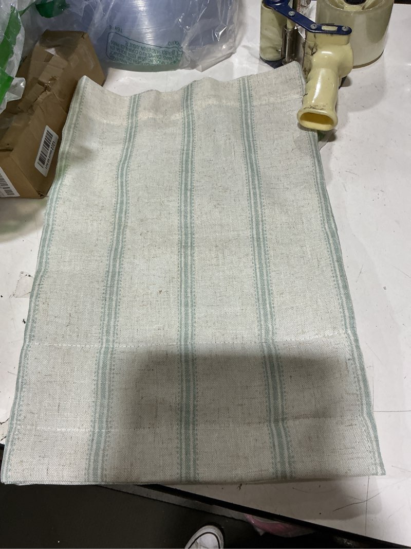 Condition photo showing Good Condition for driftaway farmhouse linen lined valance double layer thermal insulated room darkening blackout window valances 3 inch rod pocket vertical striped kitchen valance for bathroom single 52 x 18 inch green farmhouse-light jade green 52"w x 18"l (pack of 1)
