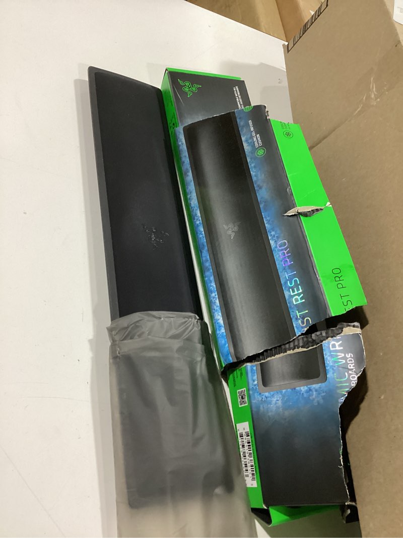 Condition photo showing As Is for Razer Ergonomic Wrist Rest Pro for Full-Sized Keyboards: Cooling Gel Infused - Anti-Slip Rubber Base - Angled Incline - Classic Black Full-Sized Keyboard Cooling Memory Foam