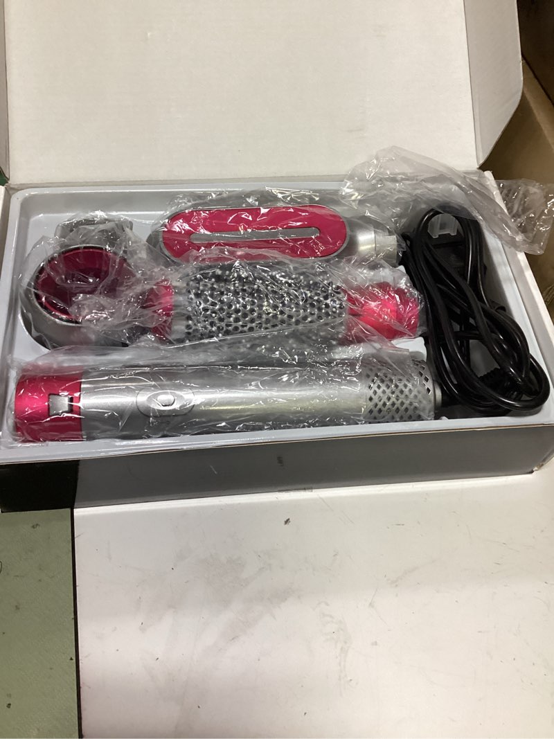 Condition photo showing Good Condition for blow dryer brush set, air sculpt 3-in-1 hot air brush blow dryer - salon blowout styler for curling, volumizing & straightening with 3 interchangeable heads, sleek & frizz-free hair, alci safety plug