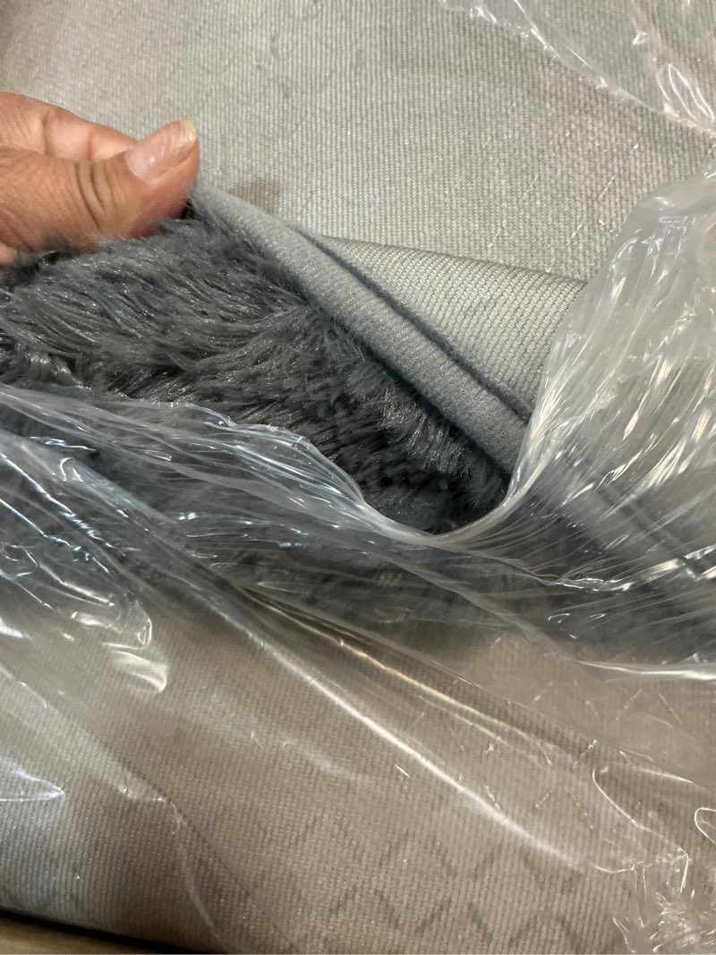 Condition photo showing Good Condition for ophanie upgrade 4x6 rugs for bedroom, grey, fluffy shaggy soft area rug, gray non-slip indoor floor carpet for living room, kids baby boys teen dorm home decor aesthetic, nursery, rug 4' x 6' 1-grey
