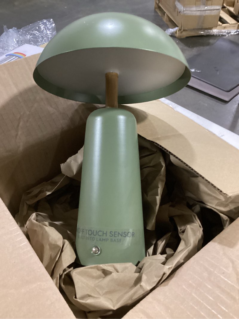 Condition photo showing Good Condition for better homes & gardens 12\" green dome rechargeable led portable lamp with dimmable touch sensor