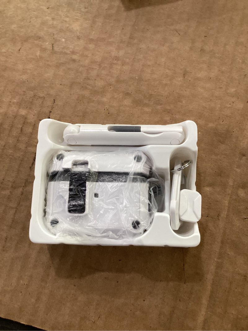 Condition photo showing As Is for rfunguango for airpods pro 2 case, white | lock magnetic lid, magsafe, phone stand, cleaner kit & keychain, drop-proof fv-white airpods pro 2 case