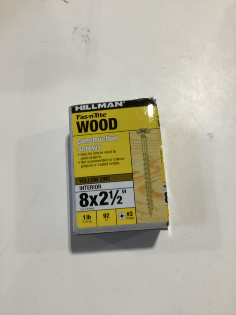 Condition photo showing Good Condition for hillman 47674 8-inch x 2-1/2-inch all purpose wood screw with phillips drive, 1-pound, yellow