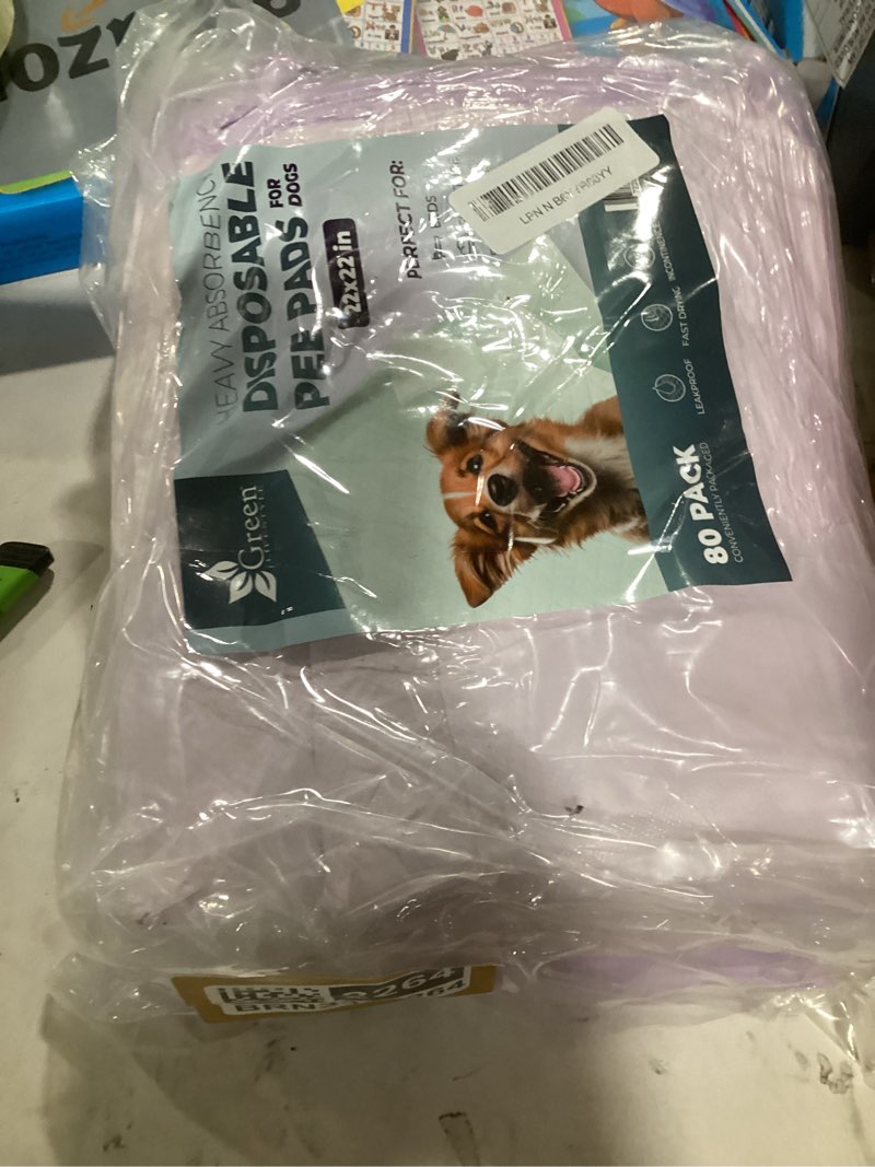 Condition photo showing Good Condition for green lifestyle pee pads - super absorbent & leak-proof pee pads for dogs - puppy pads - waterproof dog pads, lavender scented dog training pads for cats, rabbits (pack of 80 - 22x22) lavender 80 pack - 22x22
