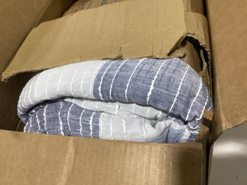 Condition photo showing As Is for nautica - queen quilt set, soft & breathable cotton bedding with medium weight feel, reversible 3 piece bed set with matching pillowcases (jettison grey) full/queen