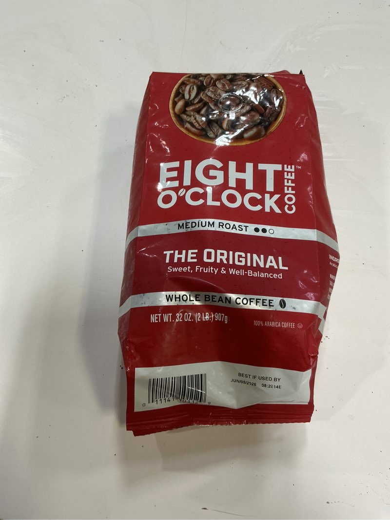 Condition photo showing New/Like New for ((BB: JUN/05/2026))Eight O'Clock Coffee The Original Whole Bean Coffee, Medium Roast, 30 Ounce (Pack of 1) - Sweet, Fruity, Well Balanced