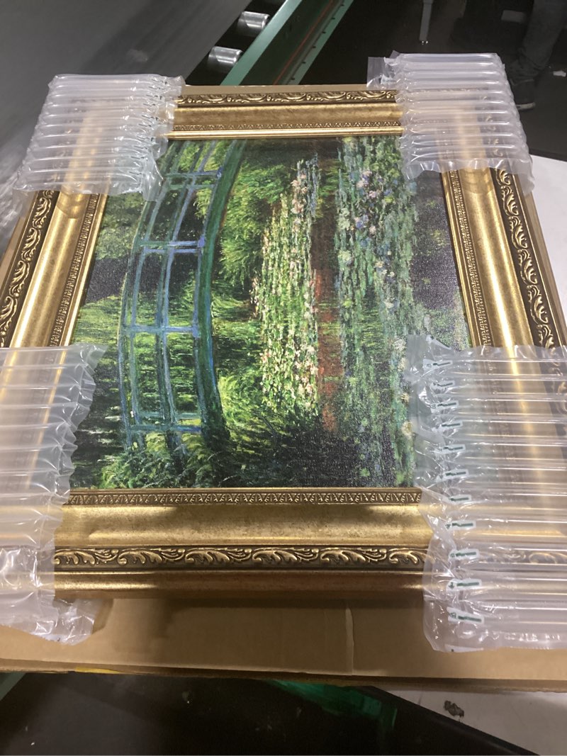 Condition photo showing Good Condition for IPIC - Claude Monet Art, Japanese Footbridge Wall Art and the Water Lily Pool Giverny, Giclee Prints Match with Classical Gold Frame, Monet Wall Art for Home Decor, Total Size w/Frame: 26" W x22 H