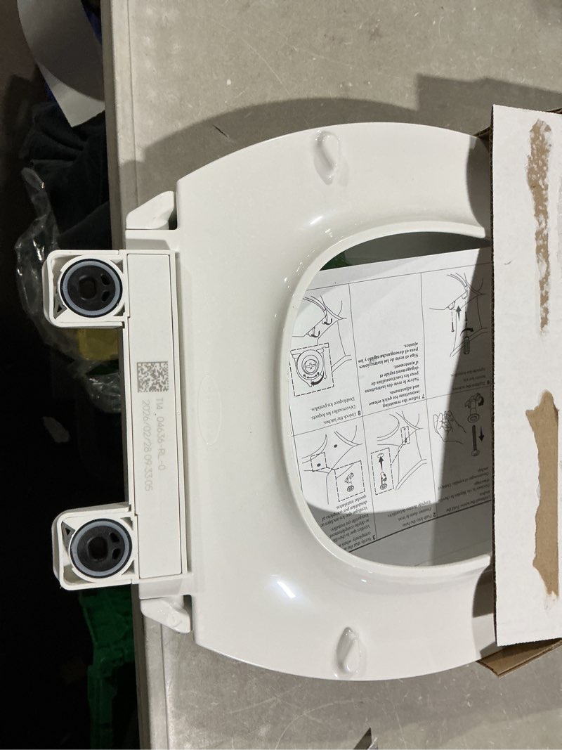 Condition photo showing Good Condition for kohler 4636-rl-0 cachet readylatch elongated toilet seat slow close, soft close toilet seat quiet lid, contoured grip-tight bumpers installation hardware, apartment essentials, white white elongated ready latch