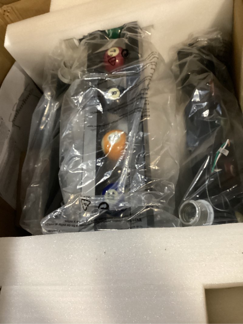 Condition photo showing Good Condition for Wellmet Pool Table Light, Billiard Light with 4 Matte Metal Shade, 70 inch Black DIY Pool Table Lighting for 7ft 8ft 9ft 10ft 11ft Snooker Table