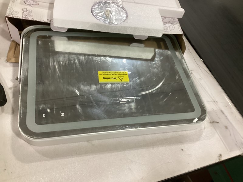 Condition photo showing New/Like New for MINISO Vanity Mirror with Lights, 18" x 14" LED Makeup Mirror, Light & Brightness Adjustment, Smart Sensor, 360°Rotation, Aluminum Alloy Metal White Frame, with 10X Magnifying Glass Round-angle 18"L x 14"W
