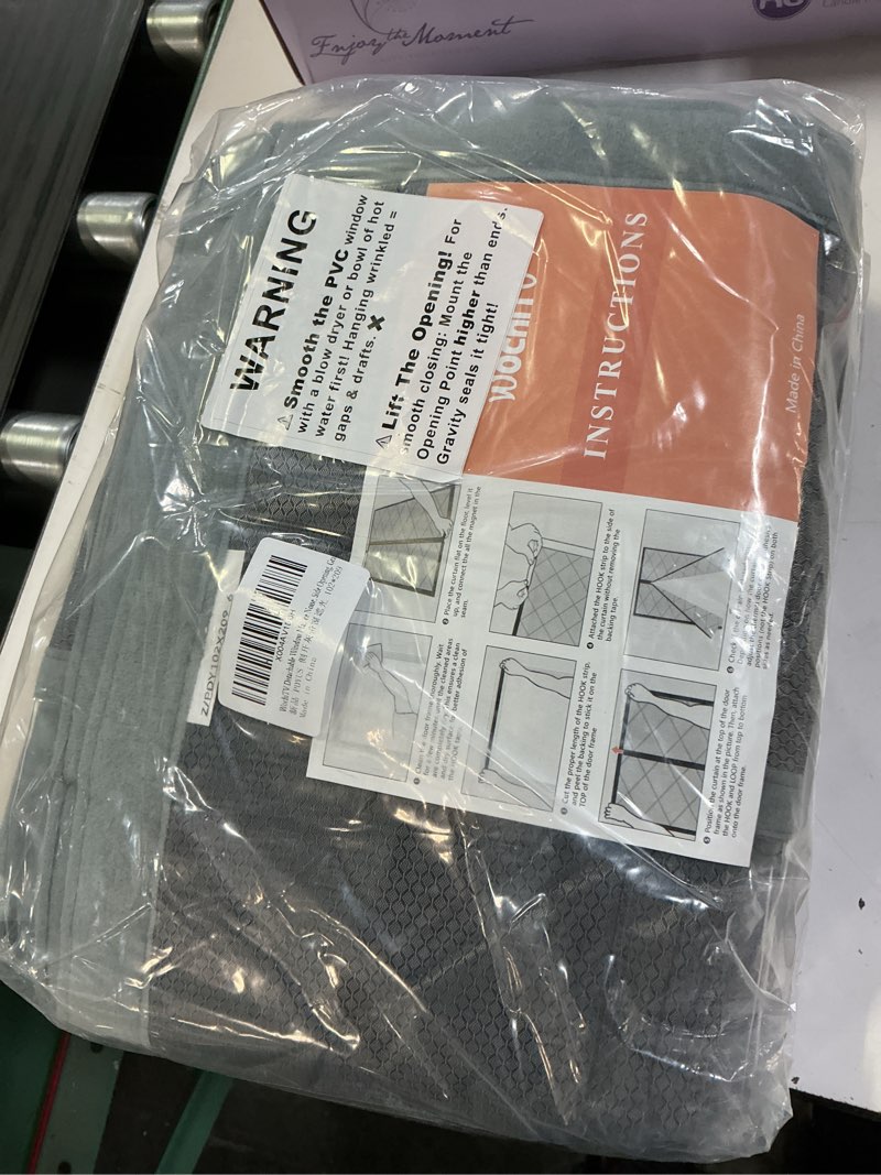 Condition photo showing New/Like New for wochitv detachable window magnetic thermal insulated door curtain fits door size 36" x 80", durable waterproof cloth, polyester fiber filling, weatherproof, windproof, reduce noise, side opening, gray fits door size 36" x 80" gray-vp