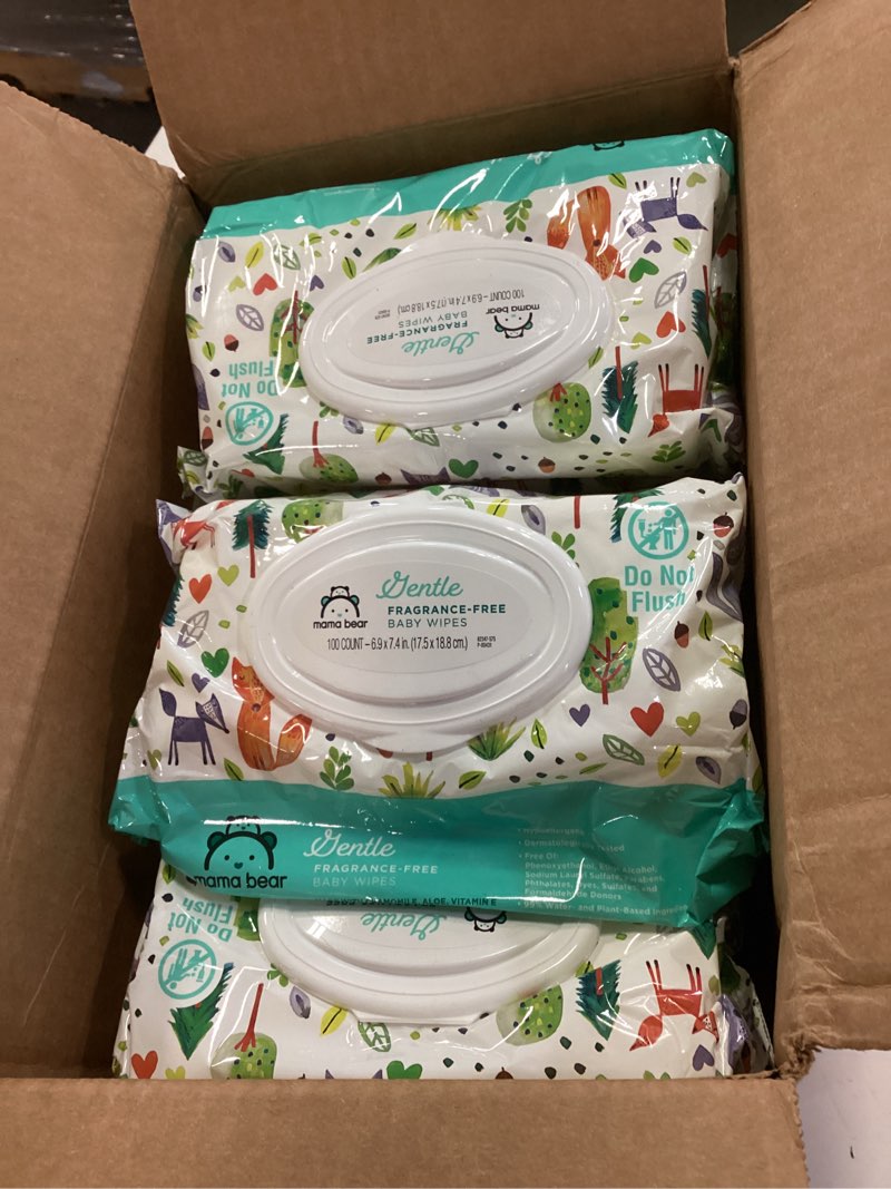 Condition photo showing Good Condition for Amazon Brand - Mama Bear Gentle Fragrance Free Baby Wipes, Hypoallergenic, Sensitive Skin, Unscented, 800 Count (8 Packs of 100) 100 Count (Pack of 8)
