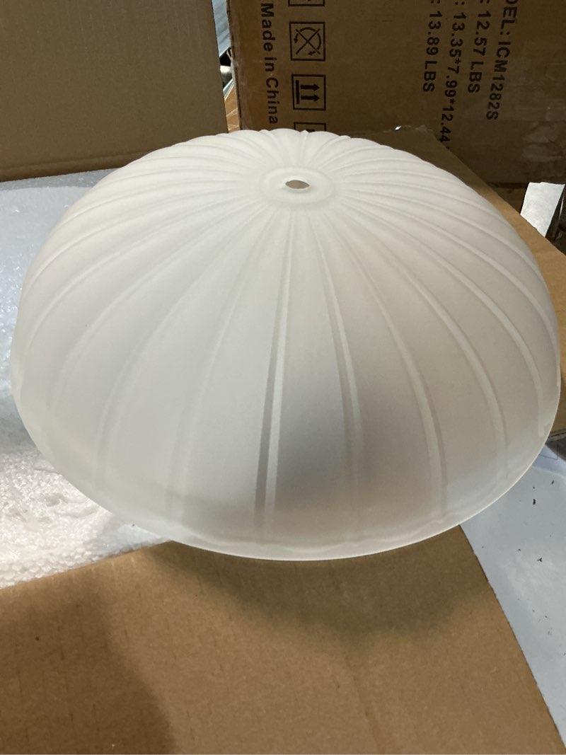 Condition photo showing Good Condition for frosted glass ceiling light fixture - semi flush mount with 3 e26 bulb sockets, soft diffused lighting/anti-glare shade lighting for living room dining room hallway, vintage indoor chandelier 11.8inch frosted glass