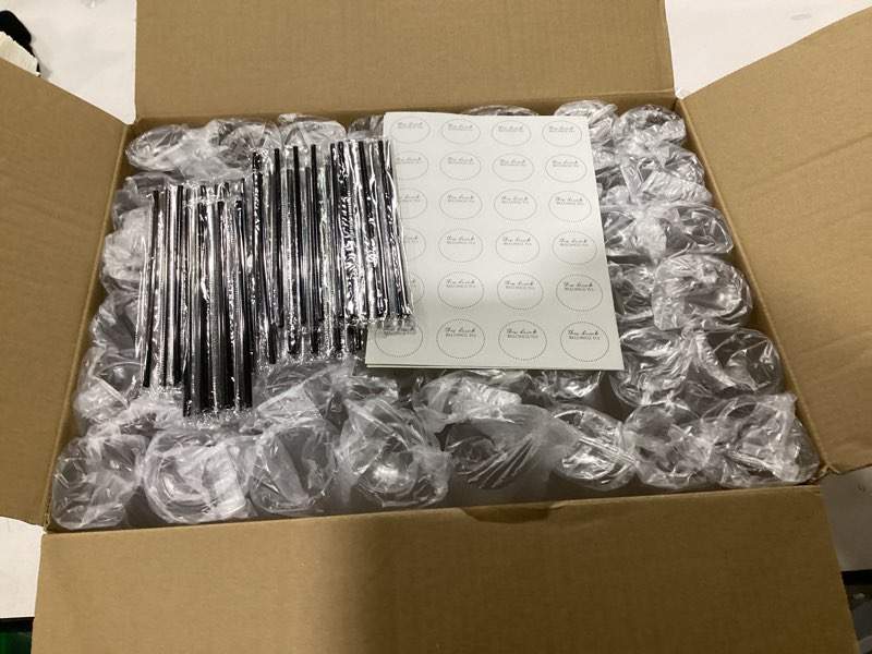 Condition photo showing Good Condition for 48 Pack Ribbed Ripple Stemless Toasting Glasses, Origami Durable 9 Oz BPA-Free Disposable Plastic Champagne Flutes for Weddings, Bars, Events, and Celebrations (Clear)
