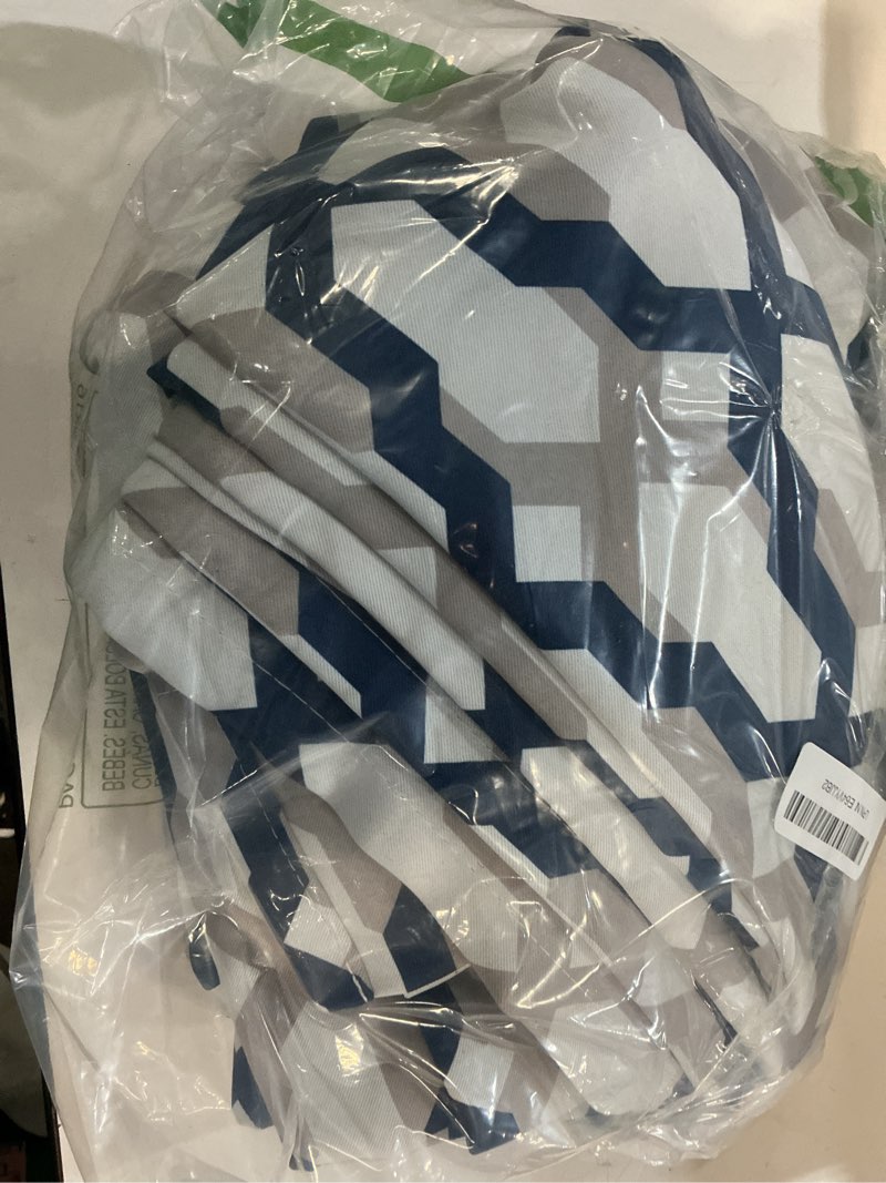 Condition photo showing As Is for driftaway mason thermal blackout grommet window curtains geometric trellis pattern 2 panels each 52 inch by 84 inch navy navy 52"w x 84"l (pack of 2)