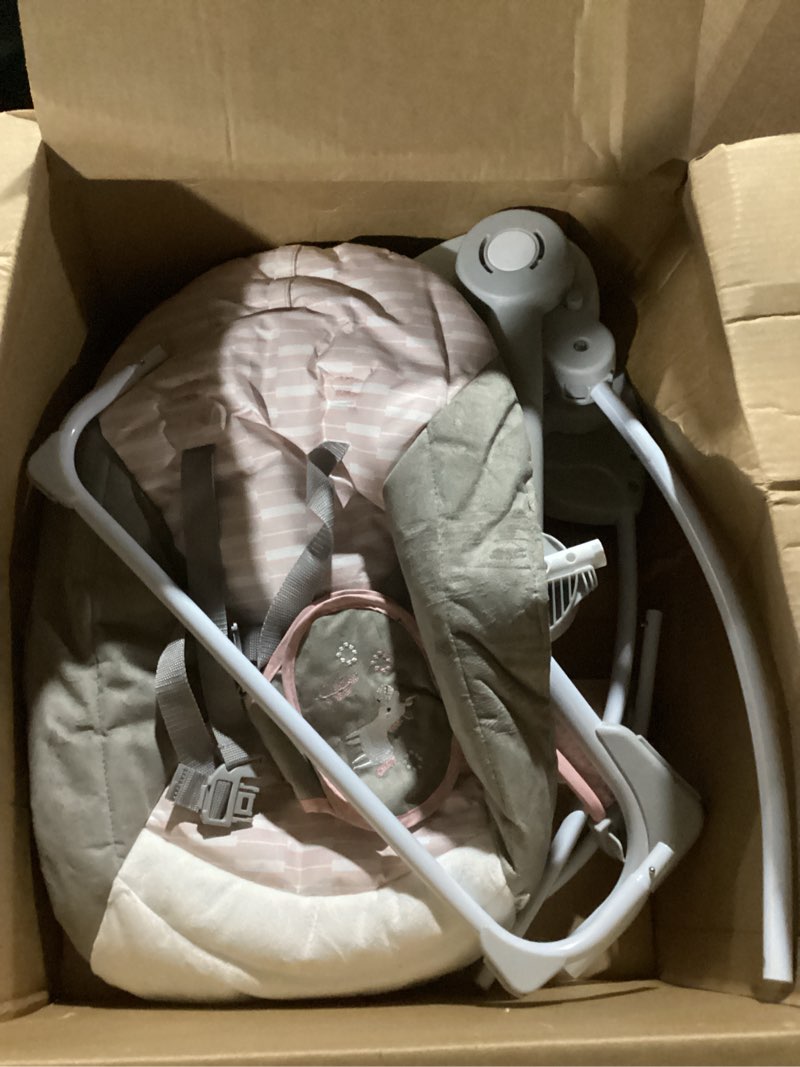 Condition photo showing Good Condition for Ingenuity Comfort 2 Go Compact Portable 6-Speed Cushioned Baby Swing with Music, Folds Easy, 0-9 Months 6-20 lbs (Pink Flora the Unicorn)