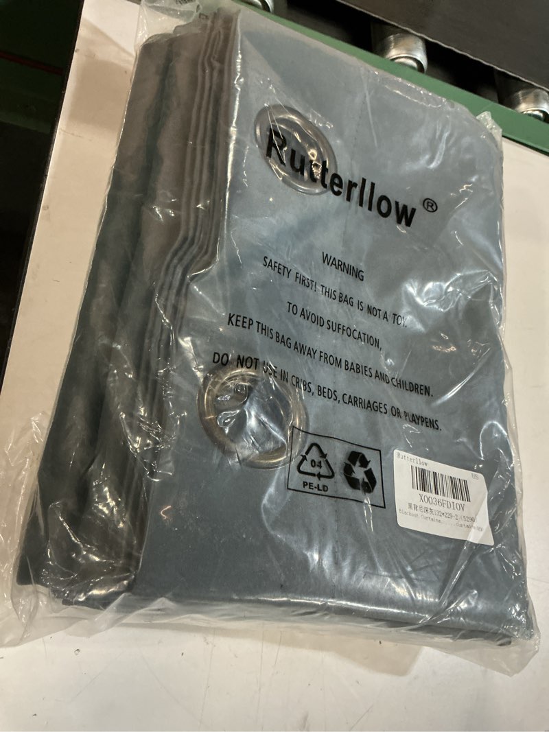 Condition photo showing New/Like New for rutterllow 100% blackout curtains 2 panels, full shade 90 inches long complete drapes for living room, thermal insulated bedroom window treatment drapes (dark grey, 52wx90l) 52"w x 90"l (pack of 2) dark grey