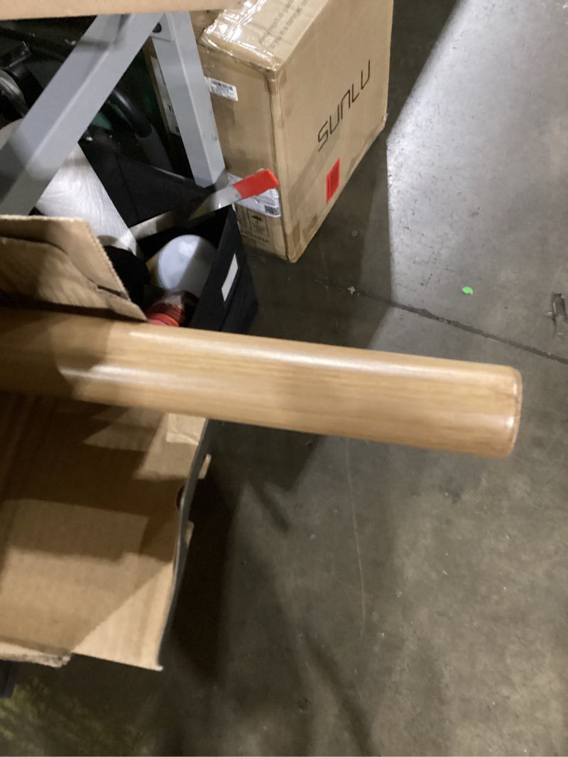 Condition photo showing New/Like New for 1-1/8 inch diameter faux wood curtain rod with wood grain finials, 36-72 inch telescoping single curtain rods for window width 24-68 inch, 1 pack 36-72'' chestnut color