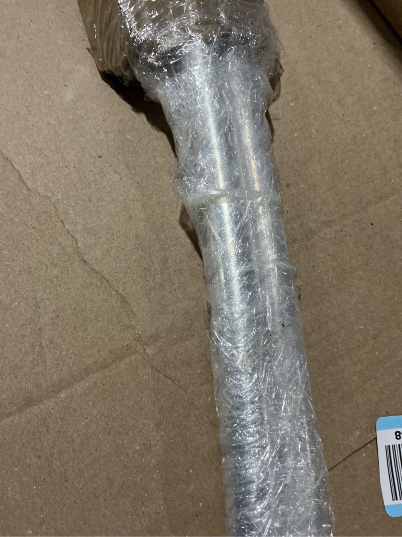 Condition photo showing As Is for curved shower curtain rod for bathroom 38-72 inches, adjustable length, curved shower rod, metal rods&brackets, round shower curtain rods, rotate bracket for large shower space, need drilling, chrome