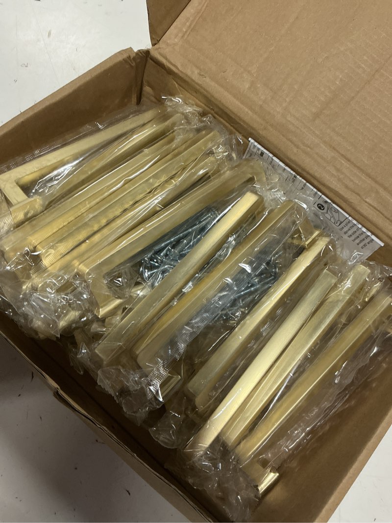 Condition photo showing Good Condition for home edit brushed gold cabinet handles zinc pulls 5 inch 30 pack | solid zinc alloy, simple installation, screws included, drawer pulls for kitchen cupboard & drawer hardware 5 inches hole center brushed gold 30