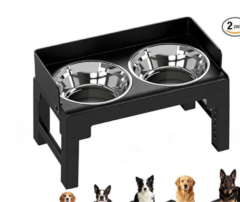 joytale elevated metal dog bowl, 9 adjustable heights(22cm-45cm), heavy duty raised feeder with 2 stainless steel bowls, non slip and spill proof, for dogs from