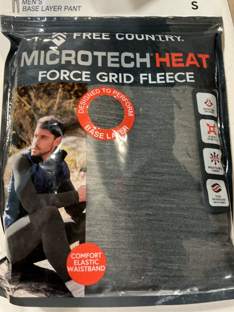Condition photo showing New/Like New for men's force grid fleece base layer bottom small grey