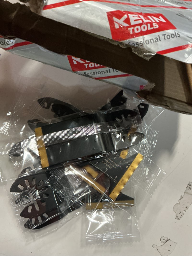 Condition photo showing Good Condition for KELIN 16pcs Titanium Oscillating Tool Blades, Universal Multitool Blades for Metal Wood Cutting, Oscillating Saw Blade for Metal Hard Material, Multi Tool Blades Kits for Milwaukee Dewalt Bosch Ryobi 16 PCS