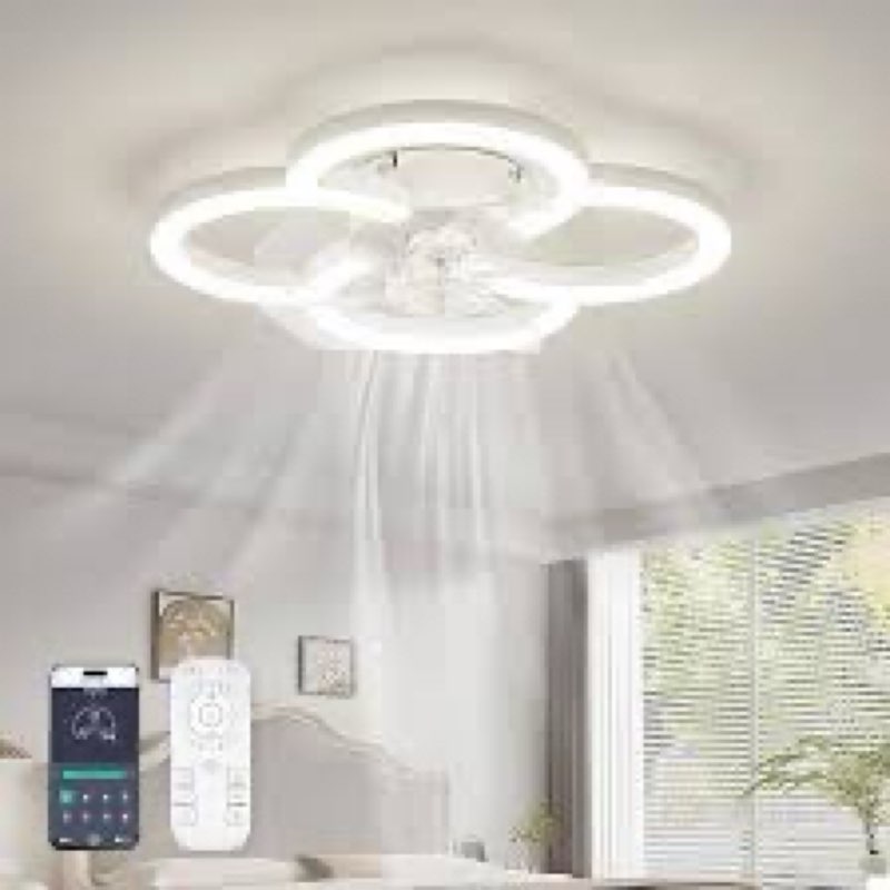 FTZVRD Low Profile Ceiling Fans with Lights and Remote, Fandelier Ceiling Fan Flush Mount, 3000K-650