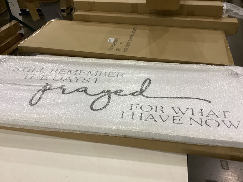 Condition photo showing New/Like New for MODE HOME Large Wall Art - "I Still Remember The Days I Prayed for What I Have Now" - Inspiring Farmhouse Wall Decor for Bedroom, Above Bed Wall Decor, Living Room, or Dining Room Display, Rustic Bedroom Wall Art for Home Decor Whitewashed Frame